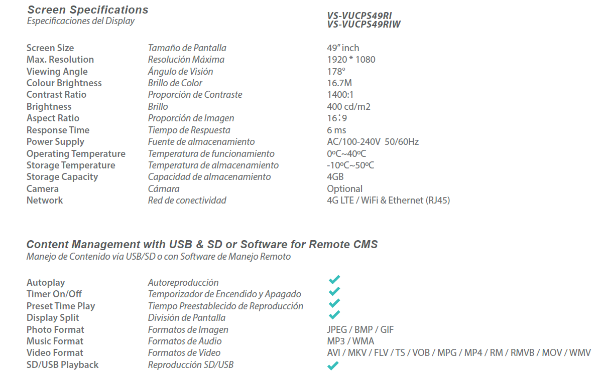 specifications 49