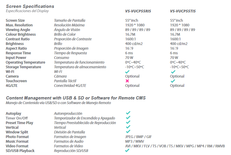 specifications 55b